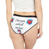 Cute Women's Underwear, Love Heart Print Romantic Bottoms, Valentine's Day Gift, Floral Lingerie, Comfortable Daily Wear, Fun Couple's Gift