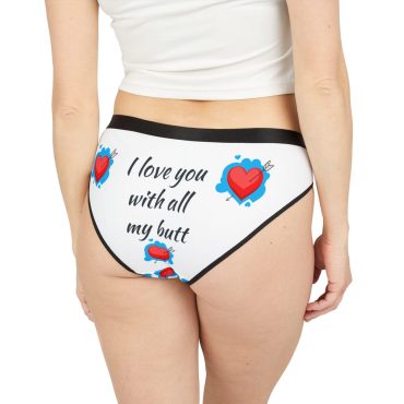Cute Women's Underwear, Love Heart Print Romantic Bottoms, Valentine's Day Gift, Floral Lingerie, Comfortable Daily Wear, Fun Couple's Gift