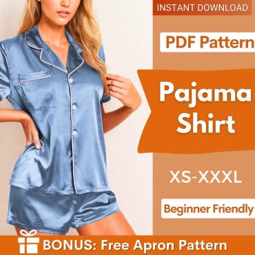 Pajama Sewing Pattern | Pajama Top Pattern | Women Sewing Pattern | Easy Pajama Pattern | Beginner Sewing Pattern Pajama | Pajama Shirt