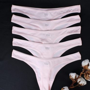 Pack of 5 Organic Cotton Pink Thongs - Sustainable Women's Underwear