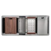 45″ x 19-1/2″ x 10″ Stainless Steel Undermount 2-Tier Workstation Single Bowl 16 Gauge Kitchen Sink. ETSY-N45WS-Stainless Steel