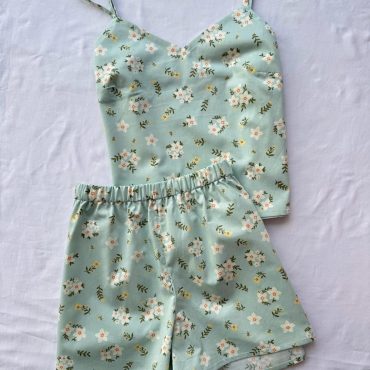 Cotton Pajama Set for Women with Flowers,  Womens Cotton Pajama, 100% Cotton Women's Sleepwear