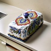 Bohemian Style Butter Dish with Lid | Multipurpose Kitchen Food Container | Vintage Butter Keeper | Decorative Home Kitchen Accessory