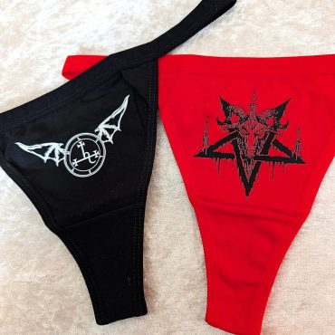 Gothic Occult Thong Lilith and Satanic goat pentagram, Gothic underwear