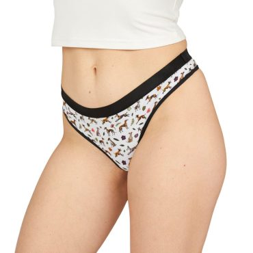 Whippet Print Women's Thongs | Cute Dog Mom Underwear | Pet Lover Thongs | Whippet Themed Animal Clothing