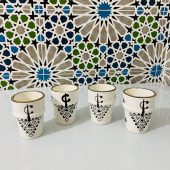 Handmade Moroccan Tea Cups-Moroccan Ceramic Goblets-Gold rim cups-Handmade pottery-Kitchen accessories-Elegant espresso cups-Moroccan gift