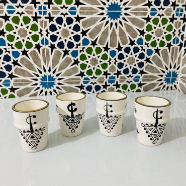 Handmade Moroccan Tea Cups-Moroccan Ceramic Goblets-Gold rim cups-Handmade pottery-Kitchen accessories-Elegant espresso cups-Moroccan gift