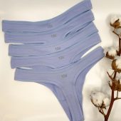 Pack of 5 Organic Cotton Light Blue Thongs - Sustainable Women's Underwear