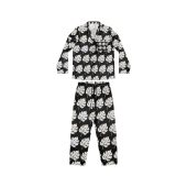 Women's Pajamas, simple black and white boho leaves