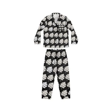 Women's Pajamas, simple black and white boho leaves