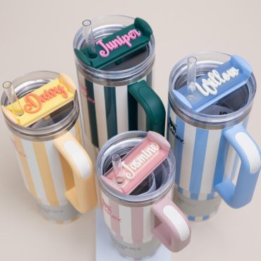 Oasis Collection Perfect Pairs - Topper Tag Personalized Name Plate for Stanley Quenchers 20oz, 30oz, 40oz, and 64oz sizes