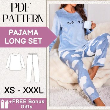 Pajama Sewing Pattern | Long Sleeve Top & Pants | PDF Sewing Pattern | Women’s Loungewear | DIY Pajamas | Digital Download | Easy Sew
