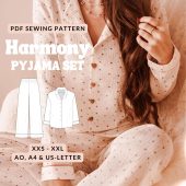 Pyjama set sewing pattern women pajama pants elastic pattern pj set classic ladies pyjamas blouse with collar and buttons pj pants pattern