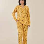 Comfortable viscose pajamas / Relaxed fit trousers and shirt / Long sleeve shirt with lapel collar / Women's pajamas