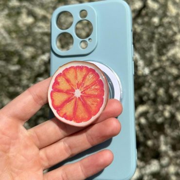 Orange Fruit PopSocket Grip – Cute Aesthetic Phone Holder for iPhone & Android | Fruit Stand | Fun Phone Accessory | Gift for Fruit Lovers