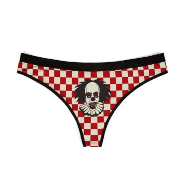 Women's Thongs Scary Clown / Clown Underwear / Scary Clown Clothes / Red Checkers Thongs / Red Checkers Underwear / Disgusting Clown