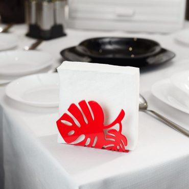 Leaf Napkin Holder Set, Metal Letter Holder for Desk, Red Napkin Stand, Elegant Tissue Holder, Dining Table Centerpiece, Kitchen Accessories
