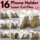 16 Phone Stand SVG Files & Laser Cut Files for Glowforge, CNC Laser Cutting Machines, Phone Holder, Wooden Phone Holder, Wooden Phone Stand