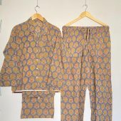 Block printed Cotton Pajamas | Shirt and Trouser Pajama Set | Soft Cotton Loungewear | Floral Print PJ Set | Women's Pajamas