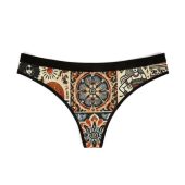 Boho Chic Womens Thongs Comfortable Stylish Underwear Floral Print Perfect for Everyday Wear Gifts Dancing Festivals by BlackWolfB