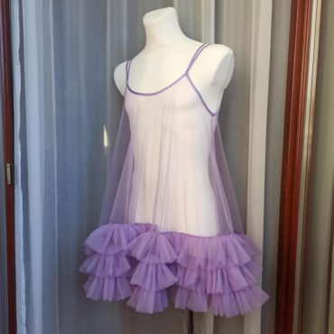 Fairy Bliss Men's See-Trough Ruffle Babydoll Dress in Tender Lavender
