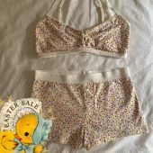 100% Cotton Flower Homewear Bra & Short Set