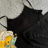 Heart Shape Pointelle 100% Cotton Black Homewear Set